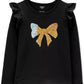 Carter's Toddler Girls Sequin Bow Top Preto Tamanho 4T SLIM