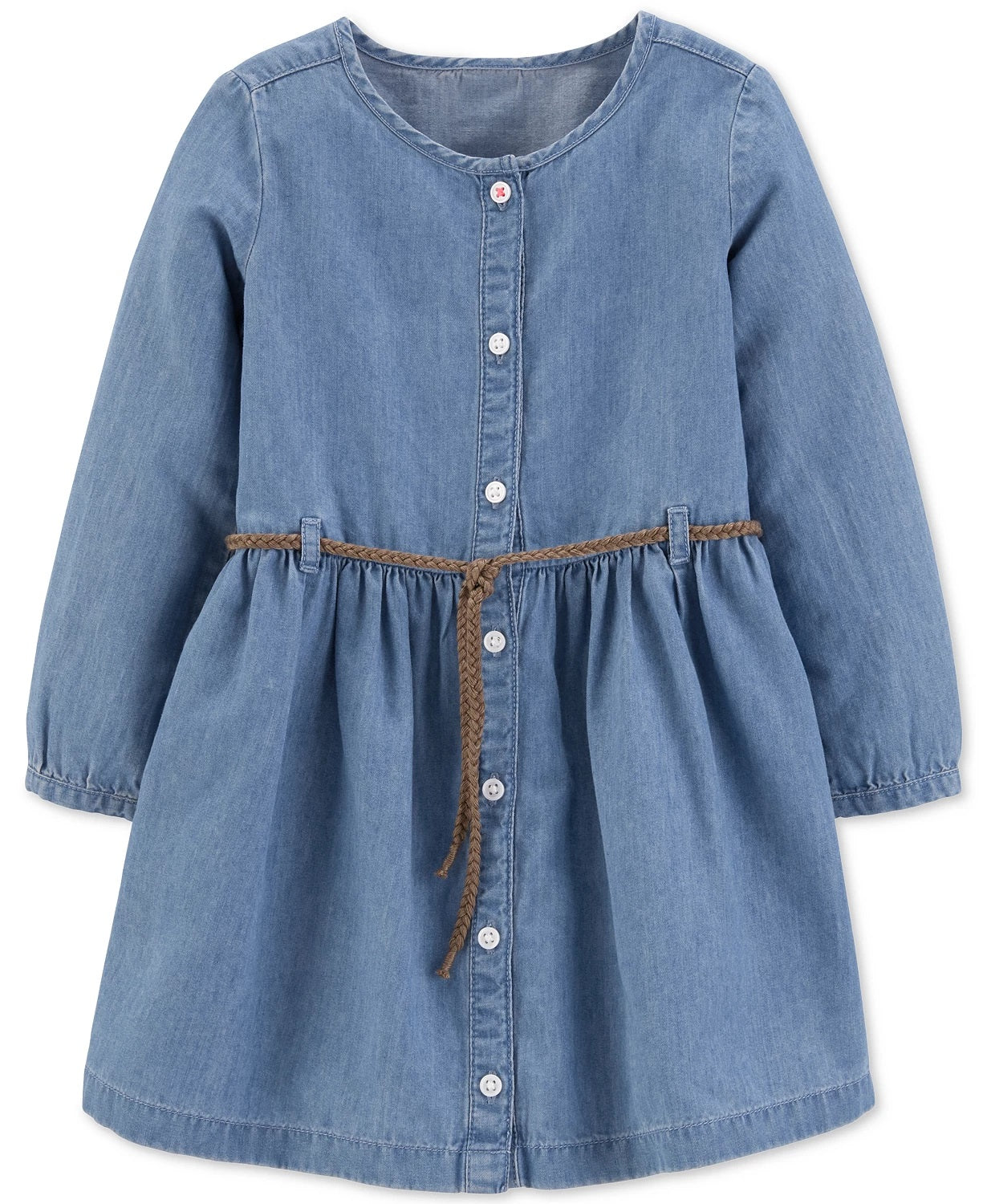 Vestido-camisa jeans com cinto Carter's para meninas, tamanho 4T, azul