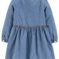 Vestido-camisa jeans com cinto Carter's para meninas, tamanho 4T, azul