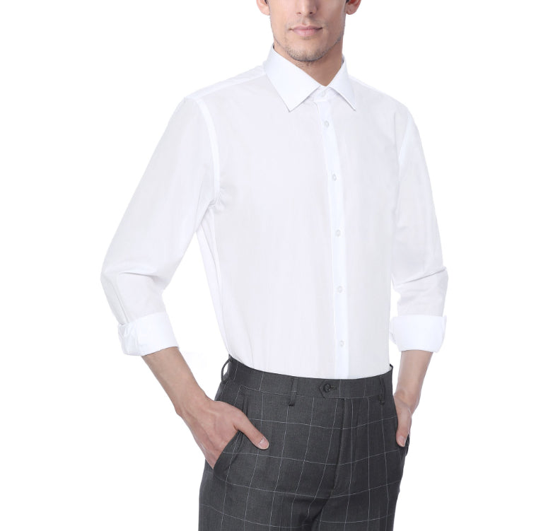 Camisa social masculina DKNY Slim Fit Performance Stretch resistente a rugas e punho francês, branca, tamanho 15,5 x 34 x 35