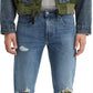Calça jeans Levi's 502 Tapered Fit rasgada com estampa camuflada, tamanho médio, azul, 30x30