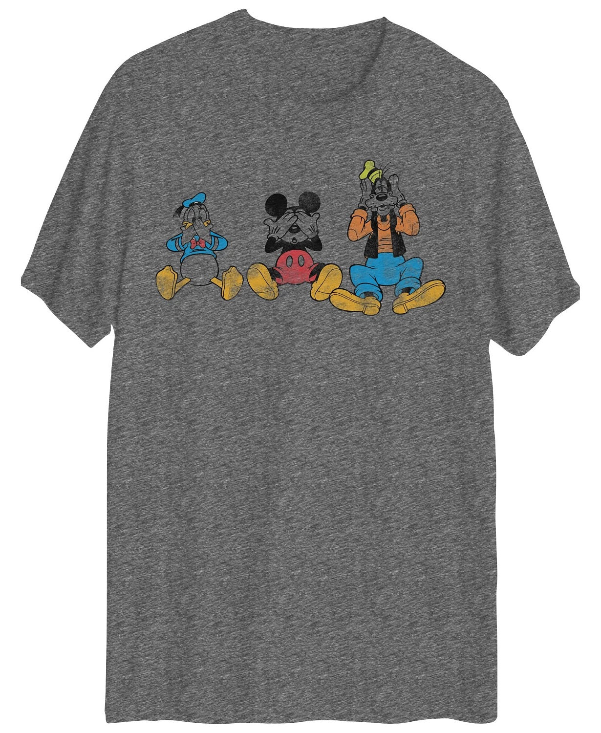 Camiseta gráfica de manga curta do grupo masculino híbrido Mickey cinza tamanho X-G