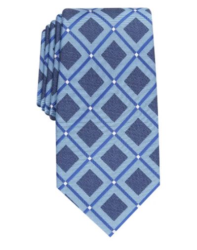 Gravata Perry Ellis Hendry Grid Masculina Azul Marinho Tamanho Regular