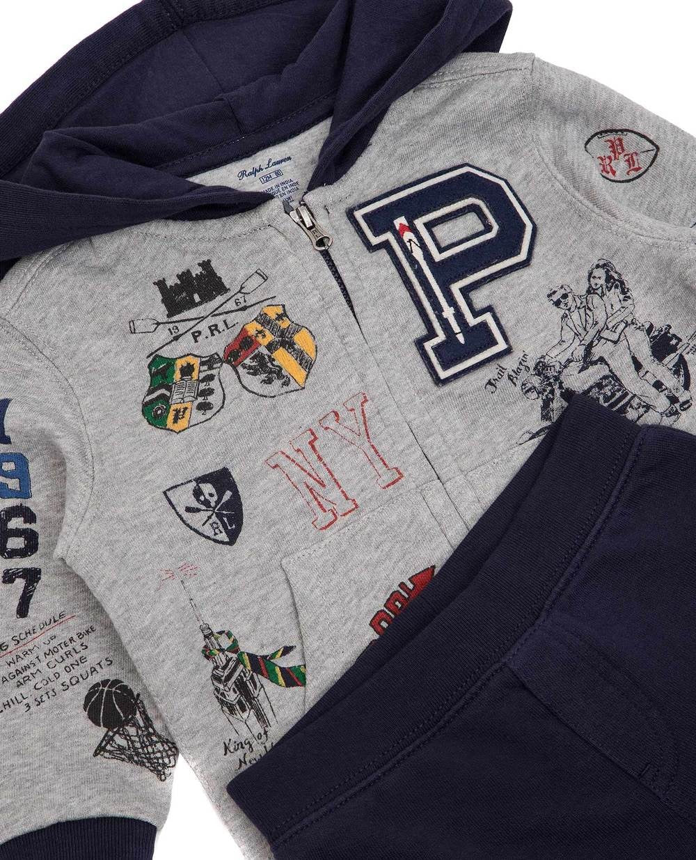 Ralph Lauren Baby Boy's Light Hoodie &amp; Joggers Azul Marinho Tamanho 18 Meses