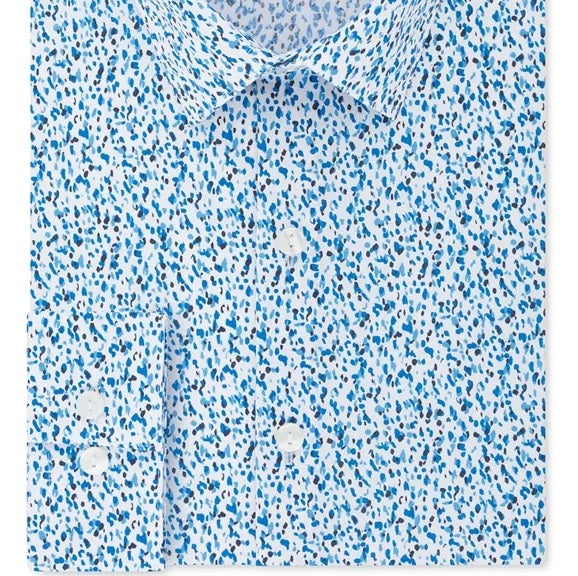 Camisa social masculina Kenneth Cole Reaction All Day Flex Slim-Fit Performance Stretch estampada azul tamanho 15,5 x 34-35
