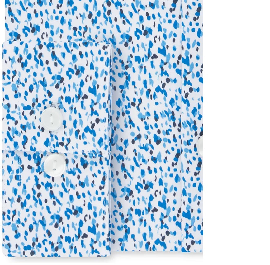 Camisa social masculina Kenneth Cole Reaction All Day Flex Slim-Fit Performance Stretch estampada azul tamanho 16x34-35