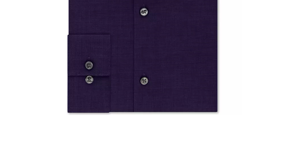 Camisa social masculina Calvin Klein Steel Slim Fit, sem passar roupa, com gola espinha de peixe, roxa, tamanho 16x34-35