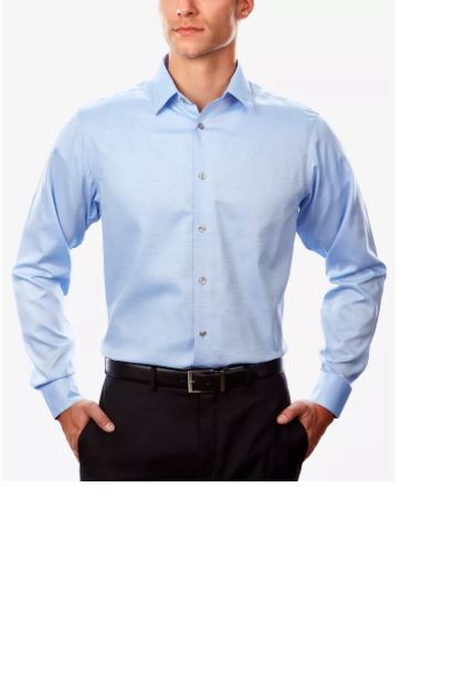 Camisa social Calvin Klein masculina Steel Classic Regular Stretch Performance, tamanho azul marinho, tamanho 15,5 x 32 x 33