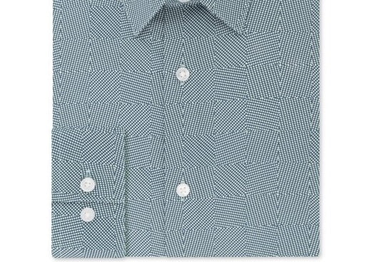 Camisa social masculina Calvin Klein Steel Slim-Fit, sem necessidade de passar, com estampa elástica, verde, tamanho 34-35