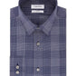 Camisa social masculina Calvin Klein Steel Slim Fit Stretch Performance, sem necessidade de passar, com regulagem de temperatura, azul xadrez, tamanho marinho, 36x37