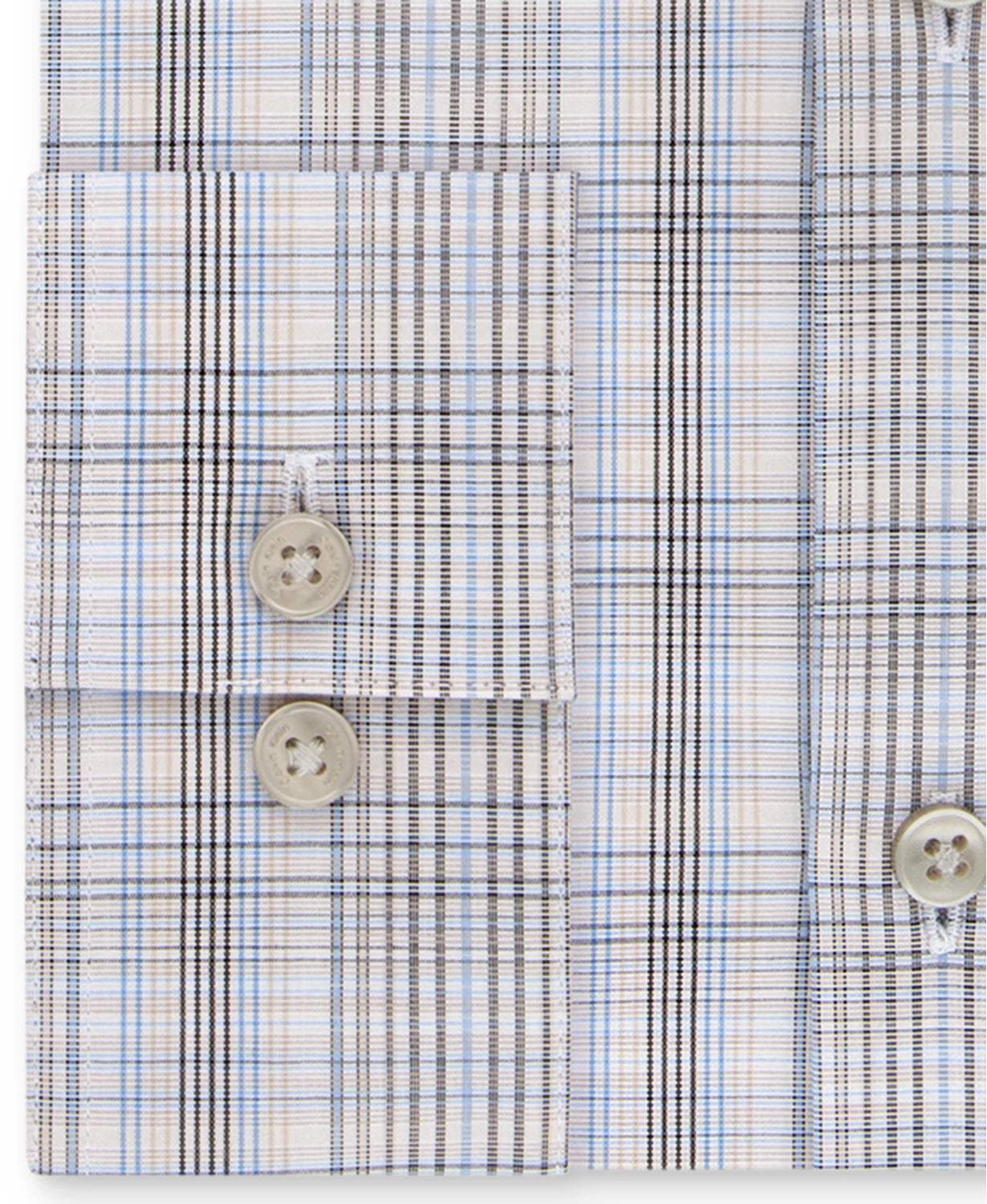 Camisa social xadrez Calvin Klein masculina slim fit stretch, bege, tamanho 34-35