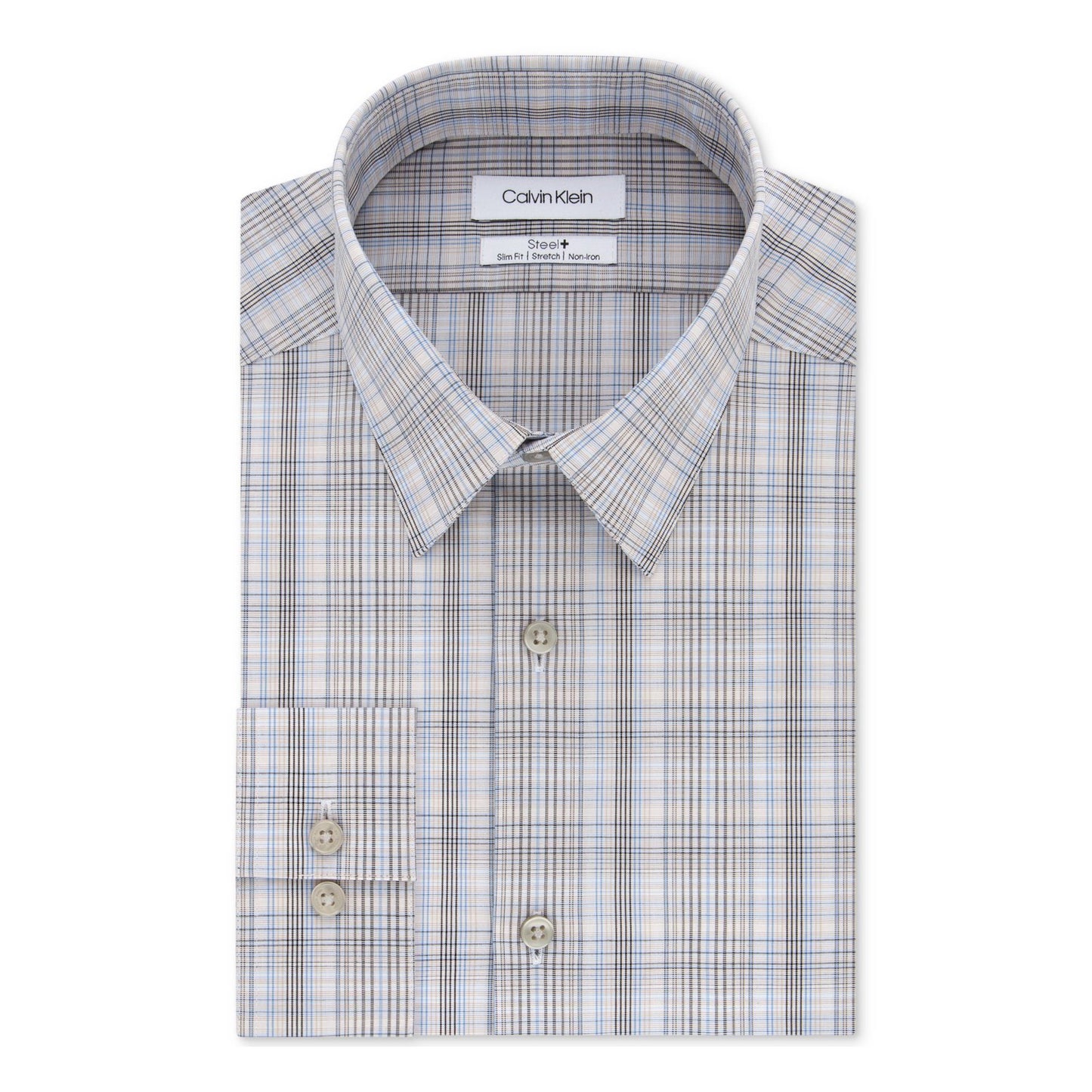 Camisa social masculina Calvin Klein xadrez com gola bege tamanho 15x32x33