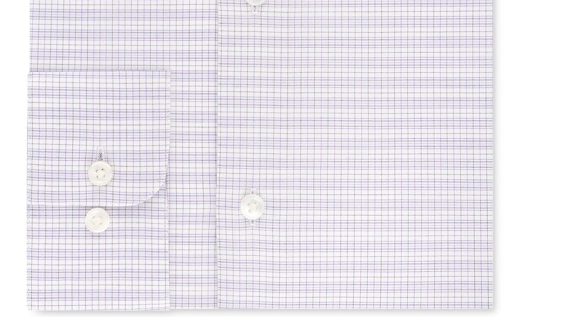 Camisa social masculina Calvin Klein Steel Classic/Regular-Fit, sem necessidade de passar, com estampa elástica, xadrez, roxa, tamanho 17x34-35