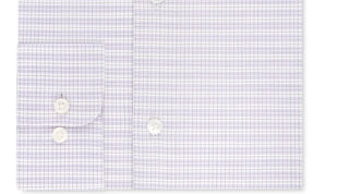 Camisa social masculina Calvin Klein Steel Classic/Regular-Fit, sem necessidade de passar, com estampa elástica, xadrez, roxa, tamanho 17x34-35