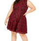 Vestido Plus Size Renda Fit &amp; Flare Vermelho Tamanho 18W da City Studios Juniors