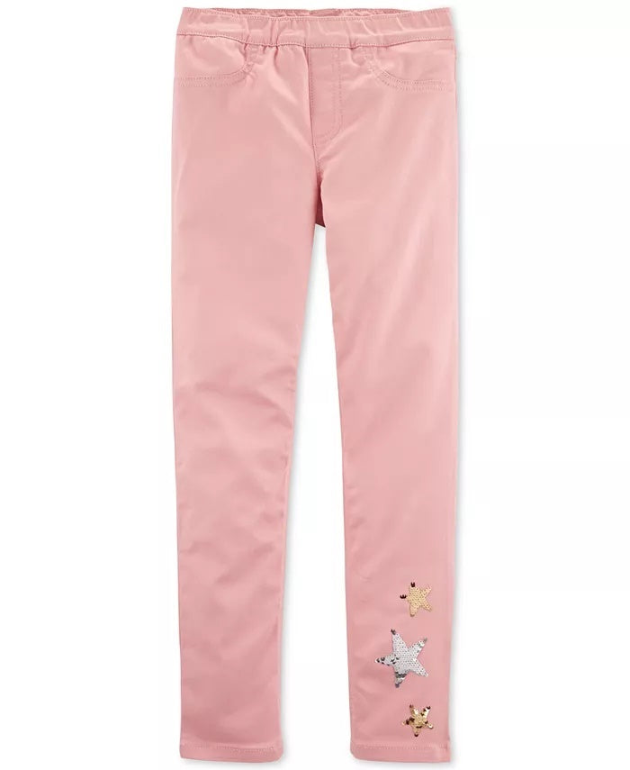 Calças jegging Carter's Little &amp; Big Girls Stars de sarja rosa tamanho 4