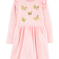 Vestido de malha com lantejoulas e borboletas Carter's Little &amp; Big Girls, rosa, tamanho 7