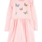 Vestido de malha com lantejoulas e borboletas Carter's Little &amp; Big Girls, rosa, tamanho 7