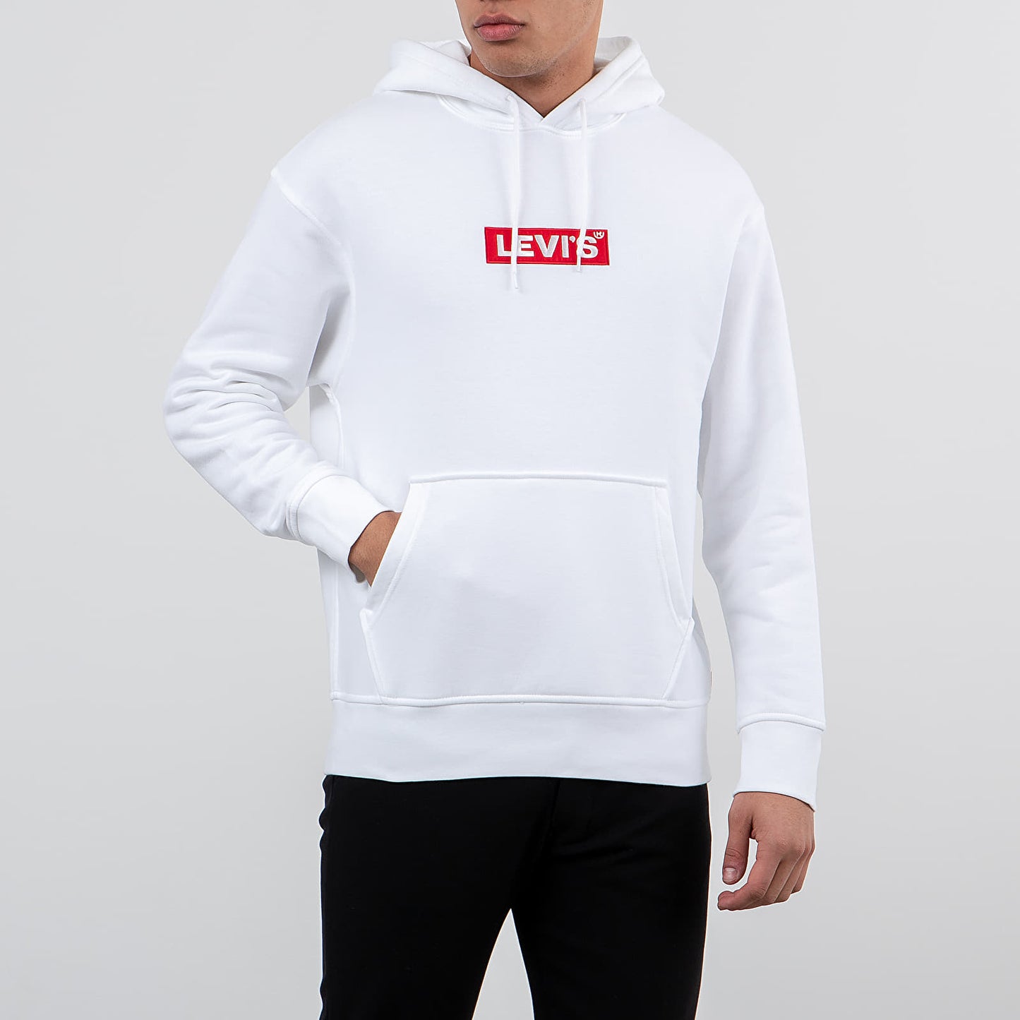 Moletom com capuz Levi's masculino com logotipo, branco, tamanho XX-G
