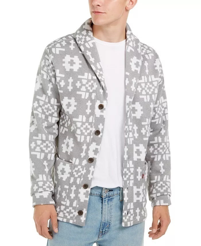 Suéter Levi's Masculino Estampado Gola Xale Branco Tamanho X-G