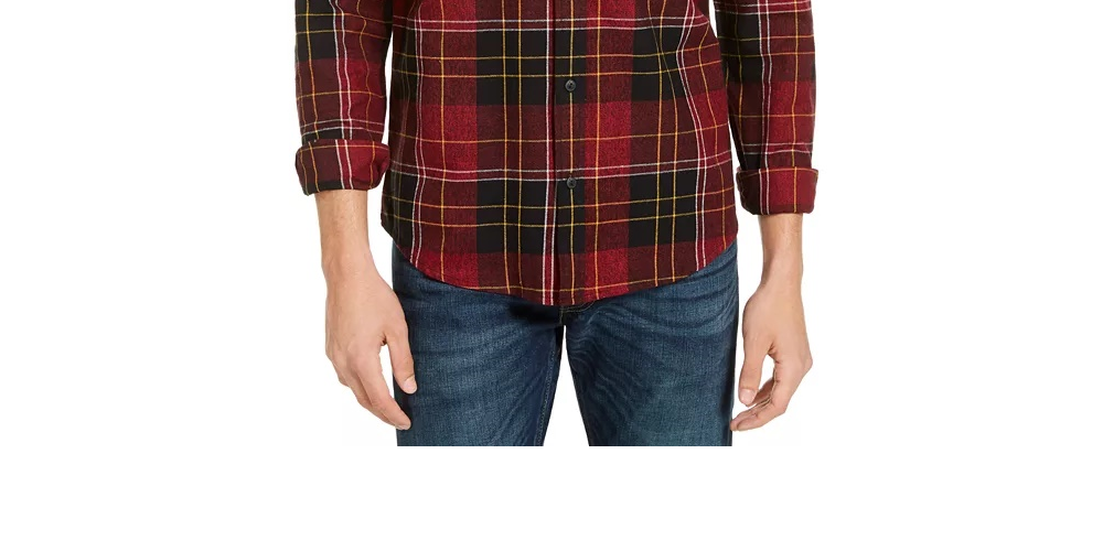 Camisa de flanela xadrez Levi's Booth Regular-Fit Masculina, vermelha, tamanho médio