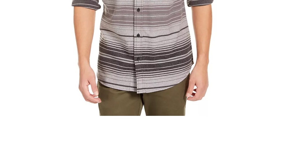 Camisa de flanela listrada Levi's Avalon masculina, cinza, tamanho pequeno
