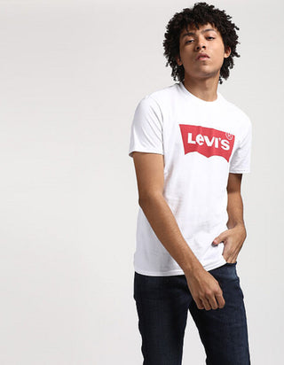 Levi's Men's Batwing Logo-Print T-Shirt White Size Extra Large