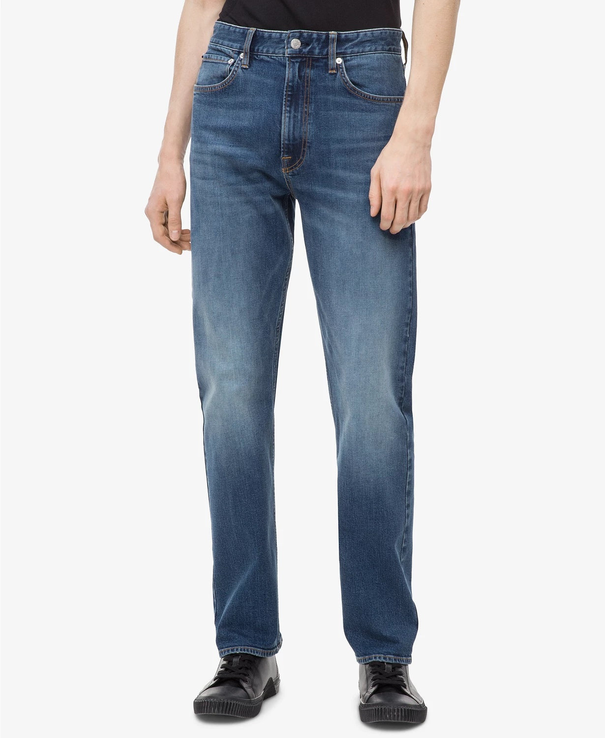 Calça jeans Calvin Klein masculina relaxada tamanho azul marinho 40x32
