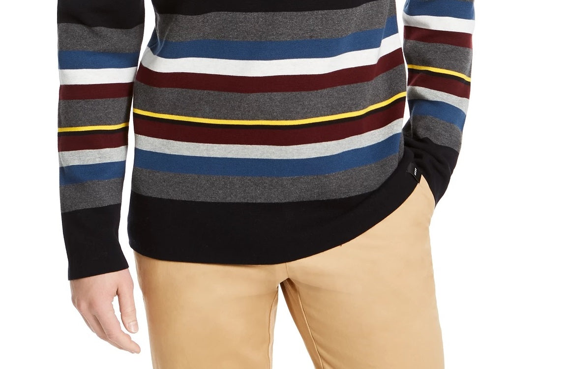 Suéter listrado DKNY Roadmap Regular Fit Masculino Azul Marinho Tamanho Grande