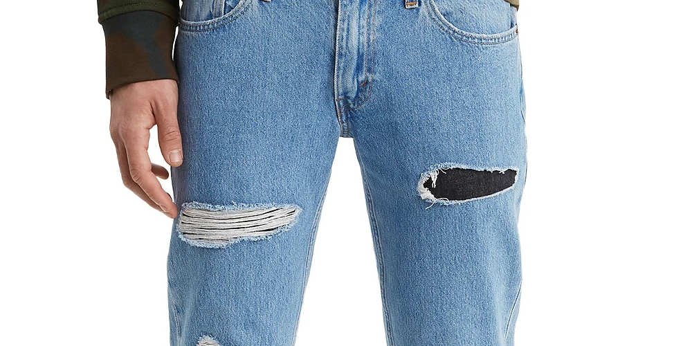 Calça jeans Levi's 511 Slim Fit Rip and Repair Masculina Azul Tamanho 32X34