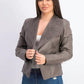 Jaqueta feminina Bar III Flyaway de couro sintético marrom tamanho X-S