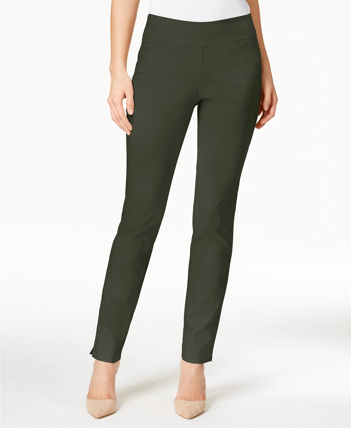 Calça feminina Charter Club Petite Cambridge Tummy-Control Slim-Leg, verde, tamanho 10P