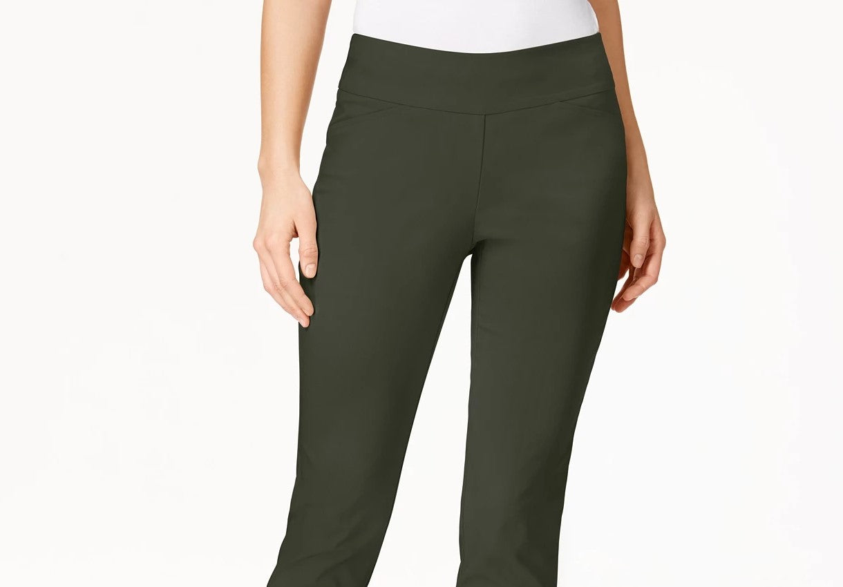 Calça feminina Charter Club Petite Cambridge Tummy-Control Slim-Leg, verde, tamanho 10P