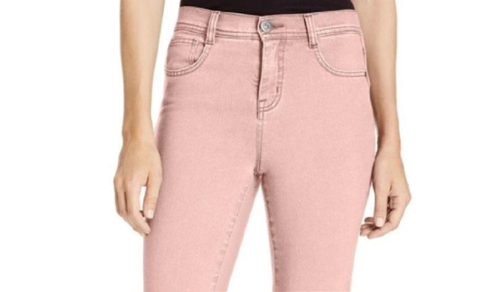 Jeans feminino estilo &amp; co com controle de barriga, perna justa, rosa, tamanho 16, pequeno