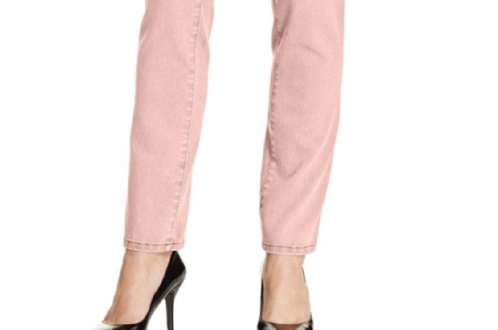 Jeans feminino estilo &amp; co com controle de barriga, perna justa, rosa, tamanho 16, pequeno