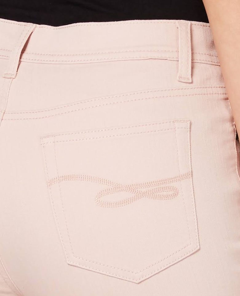 Jeans feminino estilo &amp; co. com controle de barriga, perna justa, rosa, tamanho 8, pequeno