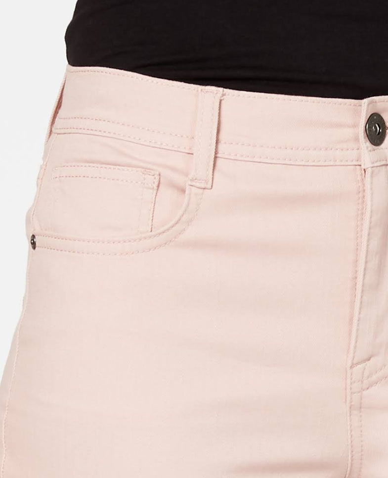Jeans feminino estilo &amp; co. com controle de barriga, perna justa, rosa, tamanho 8, pequeno