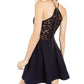 Vestido de mergulho com lantejoulas e renda nas costas, tamanho 1, azul-marinho, com corações de lantejoulas