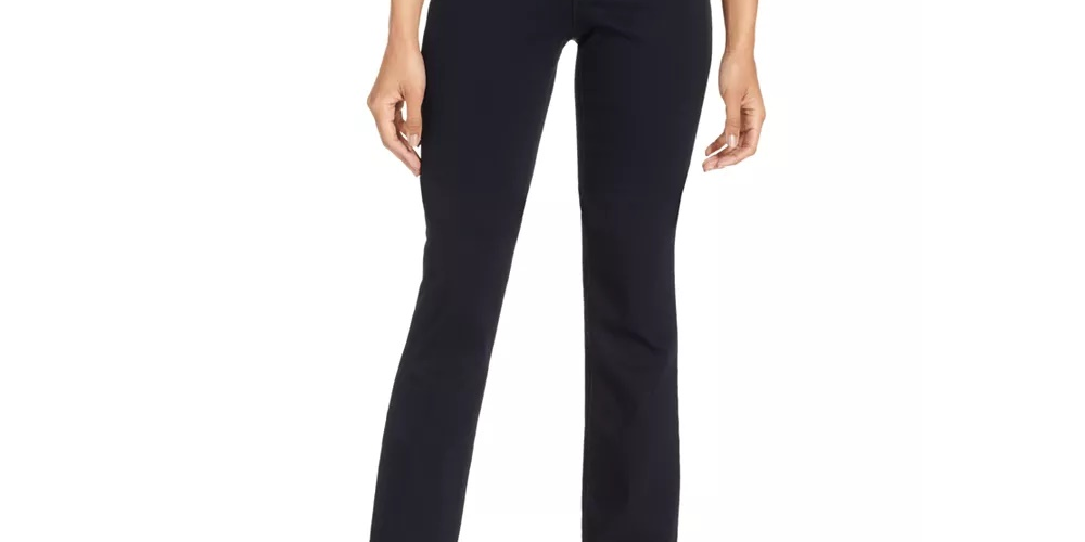 Jeans feminino estilo &amp; co com controle de barriga e cintura média, corte bootcut, preto, tamanho 24x4,5