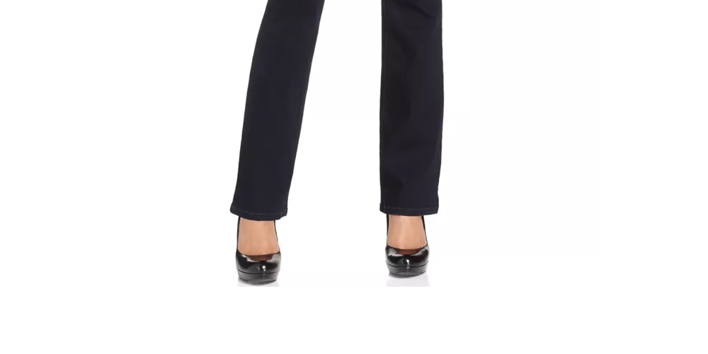 Jeans feminino estilo &amp; co com controle de barriga e cintura média, corte bootcut, preto, tamanho 24x4,5