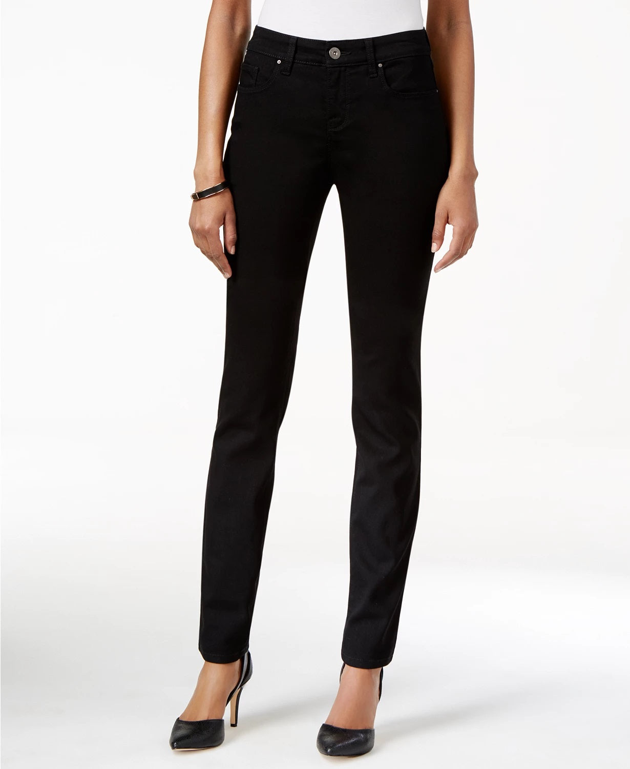 Calça jeans skinny feminina Style &amp; Co Curvy-Fit, comprimento regular, curta e longa, preta, tamanho 8