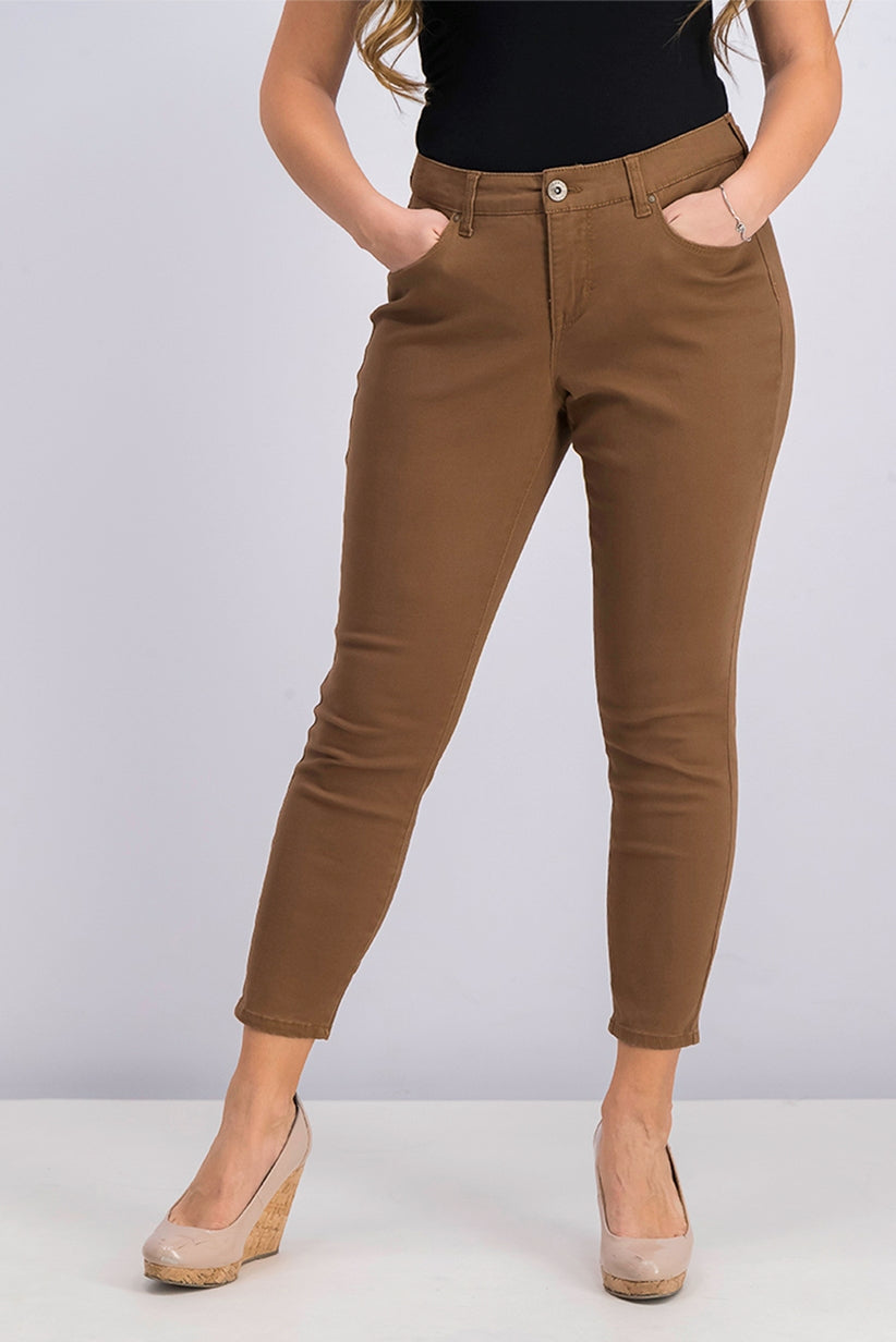 Jeans skinny feminino estilo &amp; co, tamanho pequeno e curvilíneo, marrom escuro, tamanho 10P