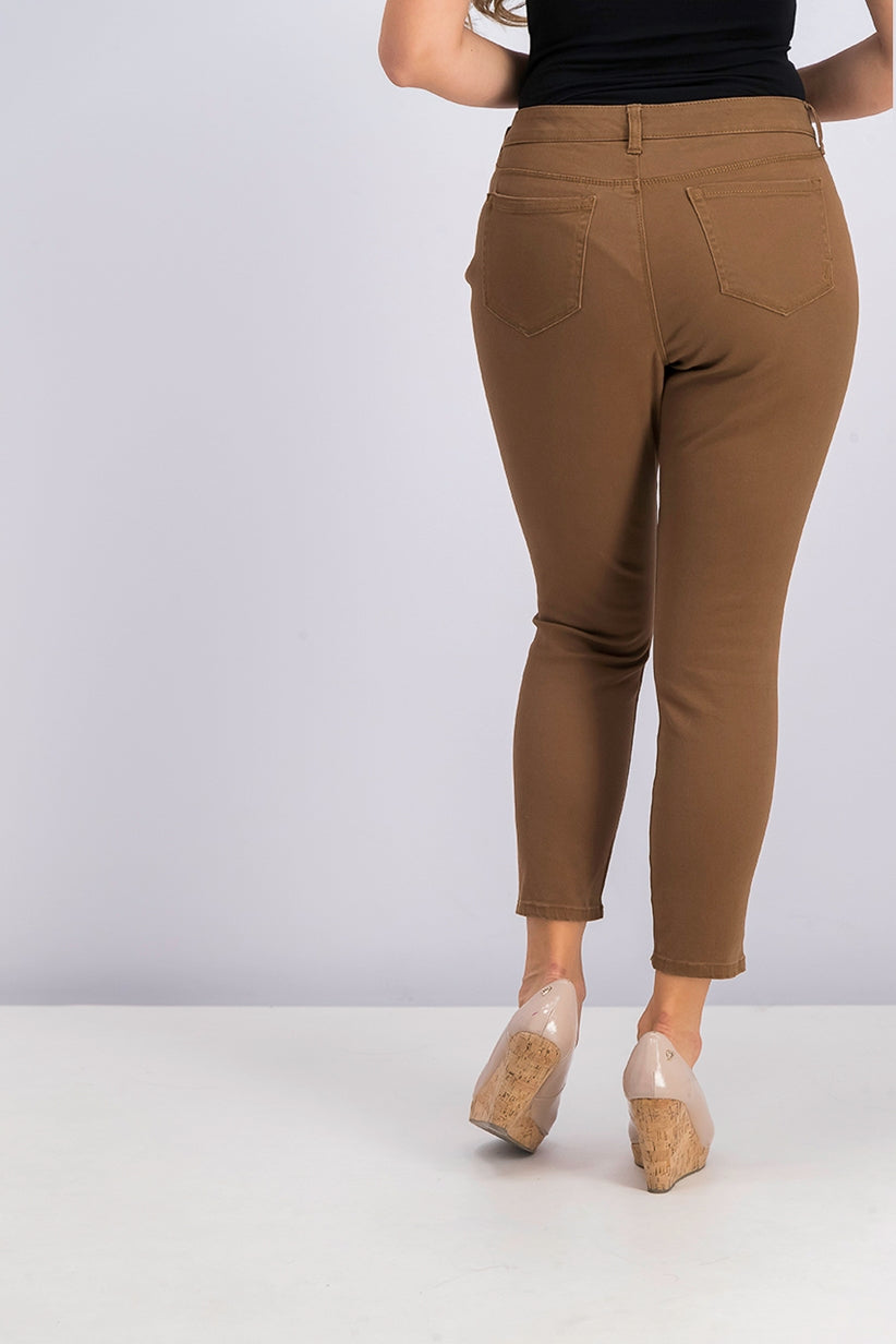 Jeans skinny feminino estilo &amp; co, tamanho pequeno e curvilíneo, marrom escuro, tamanho 10P