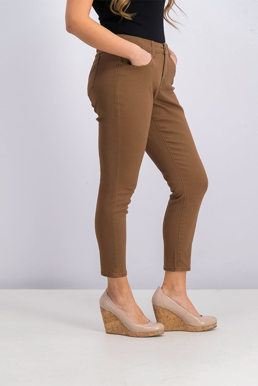 Jeans skinny feminino estilo &amp; co, tamanho pequeno e curvilíneo, marrom escuro, tamanho 10P