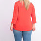 Charter Club Blusa feminina com decote canoa e botões, laranja, tamanho extrapequeno