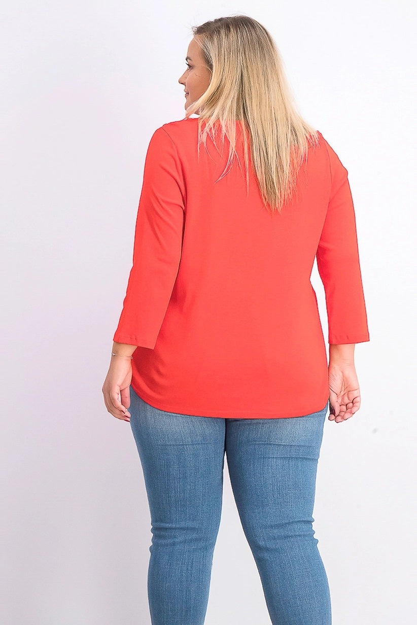 Charter Club Blusa feminina com decote canoa e botões, laranja, tamanho extrapequeno