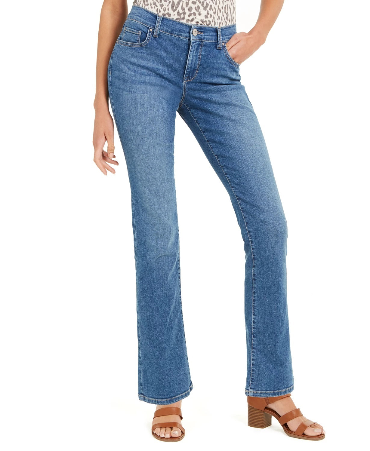 Jeans feminino estilo &amp; co com corte bootcut e controle de barriga, tamanho 20x5, azul