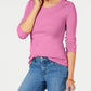 Camiseta feminina de manga comprida de algodão Pima Charter Club, rosa, tamanho X-G