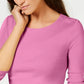 Camiseta feminina de manga comprida de algodão Pima Charter Club, rosa, tamanho X-G