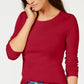 Camiseta feminina de manga comprida Charter Club Pima Cotton, vermelha, tamanho pequeno